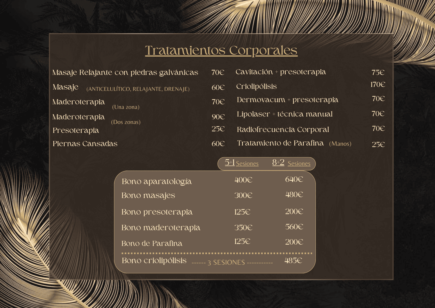 Tratamientos corporales tarifas