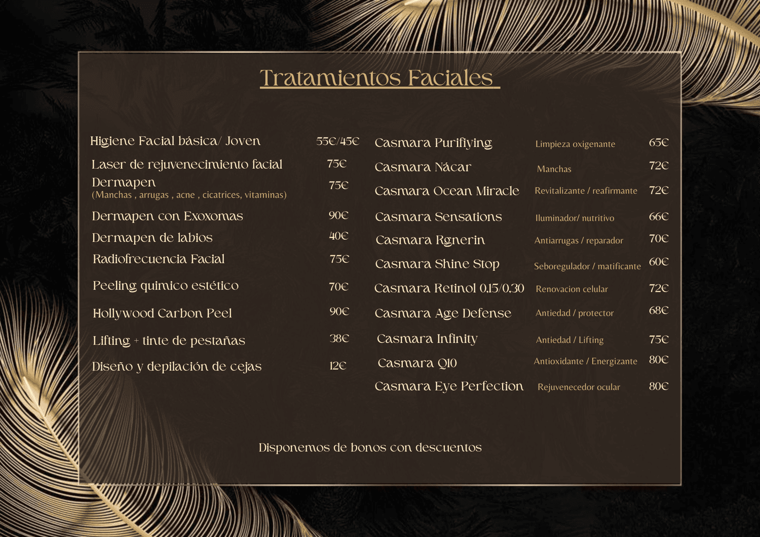 Tratamientos faciales tarifas